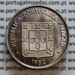Macau 5 Pataca 1982 Cuproníquel, Variante Baixo Relevo (Pobjoy Mint), (Soberba), Ex-Colónia Macau, World Coins Macao KM 24.2 Macau 5 Pataca 1982 Cuproníquel, Variante Baixo Relevo (Pobjoy Mint), (Soberba), Ex-Colónia Macau, World Coins Macao KM 24.2