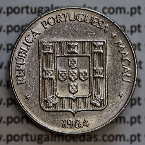 Macau 1 Pataca 1984 Cuproníquel, (Singapore Mint), Ex-Colónia Macau, (MBC+/Bela-), World Coins Macao KM23.1