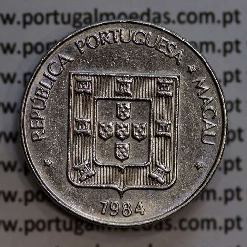 Macau 1 Pataca 1984 Cuproníquel, (Singapore Mint), Ex-Colónia Macau, (MBC+), World Coins Macao KM23.1