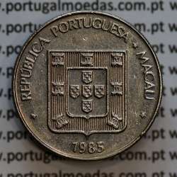 Macau 1 Pataca 1985 Cuproníquel, (Singapore Mint), (MBC+/Bela-), Ex-Colónia Macau, World Coins Macao KM 23.1