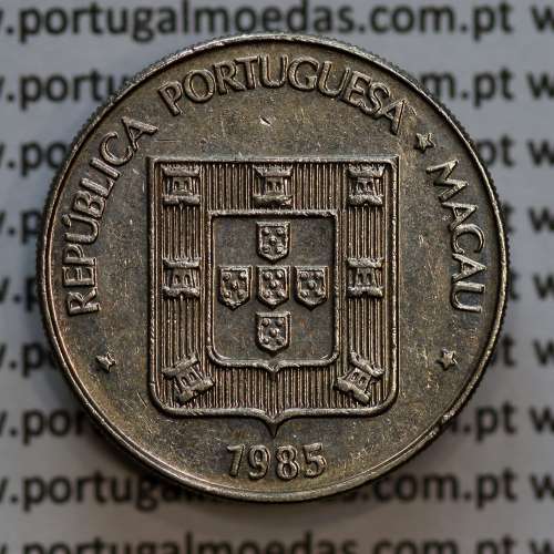 Macau 1 Pataca 1985 Cuproníquel, (Singapore Mint), (MBC+/Bela-), Ex-Colónia Macau, World Coins Macao KM 23.1