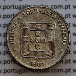 Macau 1 Pataca 1984 Cuproníquel, (Singapore Mint), Ex-Colónia Macau, (MBC+), World Coins Macao KM23.1
