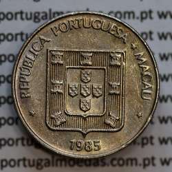 Macau 1 Pataca 1985 Cuproníquel, (Singapore Mint), (MBC+/Bela-), Ex-Colónia Macau, World Coins Macao KM 23.1