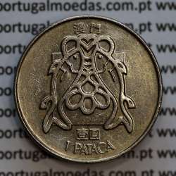 Macau 1 Pataca 1984 Cuproníquel, (Singapore Mint), Ex-Colónia Macau, (MBC+), World Coins Macao KM23.1