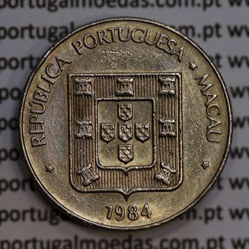 Macau 1 Pataca 1984 Cuproníquel, (Singapore Mint), Ex-Colónia Macau, (MBC+), World Coins Macao KM23.1