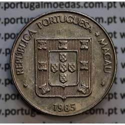 Macau 1 Pataca 1985 Cuproníquel, (Singapore Mint), (MBC+/Bela-), Ex-Colónia Macau, World Coins Macao KM 23.1