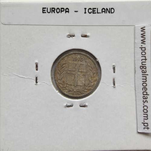 Islândia 10 Aurar 1970 Alumínio, World Coins Iceland KM 10, coin of 10 Aurar 1970