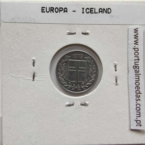 Islândia 10 Aurar 1973 Alumínio, World Coins Iceland KM 10, coin of 10 Aurar 1973 Aluminium