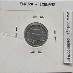 Islândia 10 Aurar 1974 Alumínio, World Coins Iceland KM 10, coin of 10 Aurar 1974 Aluminium
