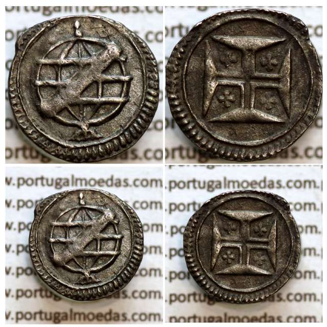 Portugal, silver coin of Vintém "20 Réis" of D. João V (1706-1750), Obverse large armillary sphere surmounted by two oval points
