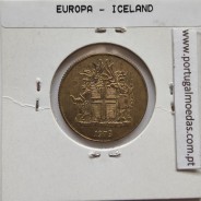 Islândia 1 Króna 1973 Latão-níquel, World Coins Iceland KM 12, coin of 1 króna 1973 Nickel brass