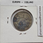 Islândia 1 Króna 1973 Latão-níquel, World Coins Iceland KM 12, coin of 1 króna 1973 Nickel brass
