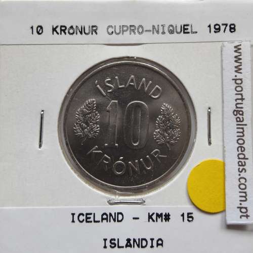 Islândia 10 Krónur 1978 Cupro-níquel, World Coins Iceland KM 15, coin of 10 krónur 1978 Copper-nickel