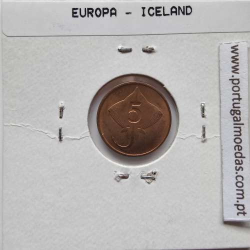 Islândia 5 Aurar 1981 Bronze, World Coins Iceland KM 24, coin of 5 Aurar 1981 bronze