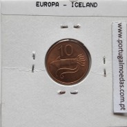 Islândia 10 Aurar 1981 Bronze, World Coins Iceland KM 25, coin of 10 Aurar 1981 bronze