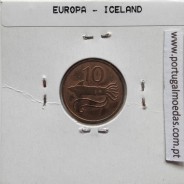 Islândia 10 Aurar 1981 Bronze, World Coins Iceland KM 25, coin of 10 Aurar 1981 bronze