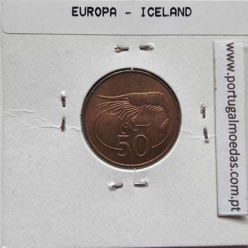 Islândia 50 Aurar 1981 Bronze, World Coins Iceland KM 26, coin of 50 Aurar 1981 bronze