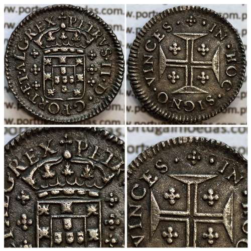 3 vinténs Prata D. Pedro II 1683-1706, Coroa de Rei de 4 arcos Lisos "não perolados", Variante não catalogada, World Coins KM138