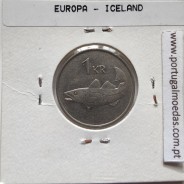Islândia 1 Króna 1984 Cupro-níquel, World Coins Iceland KM 27, coin of 1 Króna 1984 Copper-nickel