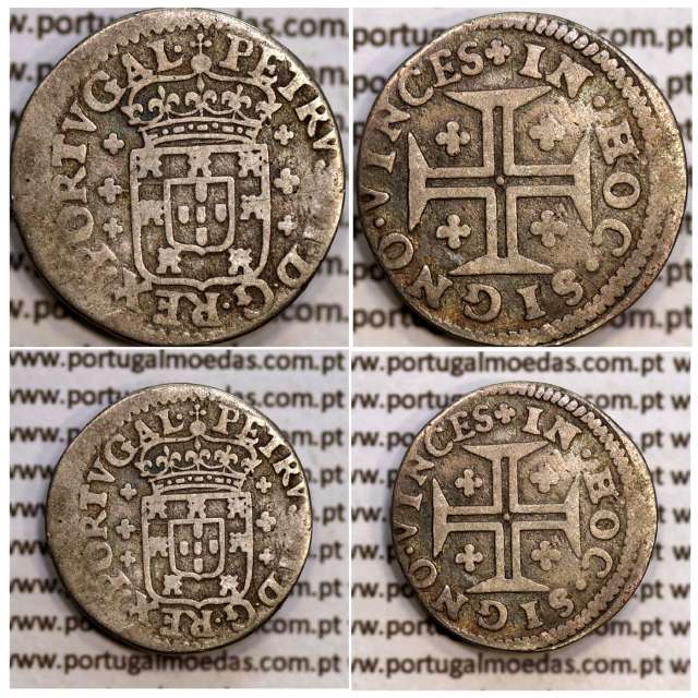 Meio Tostão "Coroa de Príncipe" Prata D. Pedro II 1683-1706, PETRVS•II•D•G•REX•PORTVGAL, World Coins KM135