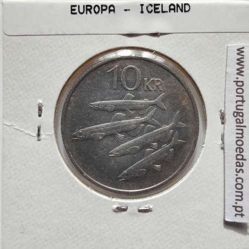 Islândia 10 Krónur 1987 Cupro-níquel, World Coins Iceland KM 29, coin of 10 krónur 1987 Copper-nickel