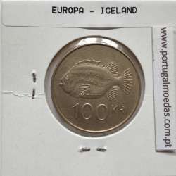 Islândia 100 Krónur 1995 Latão-níquel, World Coins Iceland KM 35, coin of 100 krónur 1995 Nickel brass