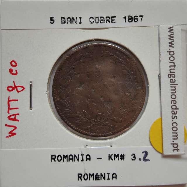 Roménia 5 Bani 1867 cobre, World Coins Romania KM 3, coin of 5 bani 1867 Copper