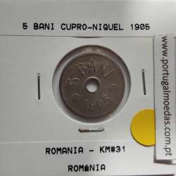Roménia 5 Bani 1905 cuproníquel, World Coins Romania KM 31, coin of 5 bani 1905 Copper-nickel