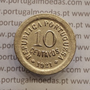 MOEDA DE DEZ CENTAVOS (10 CENTAVOS) CUPRO NÍQUEL 1921 MBC