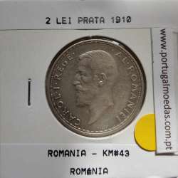 Roménia 2 Lei 1910 prata, World Coins Romania KM 43, coin of 2 lei 1910 Silver