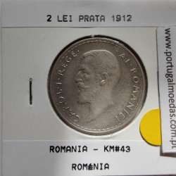 Roménia 2 Lei 1912 prata, World Coins Romania KM 43, coin of 2 lei 1912 Silver