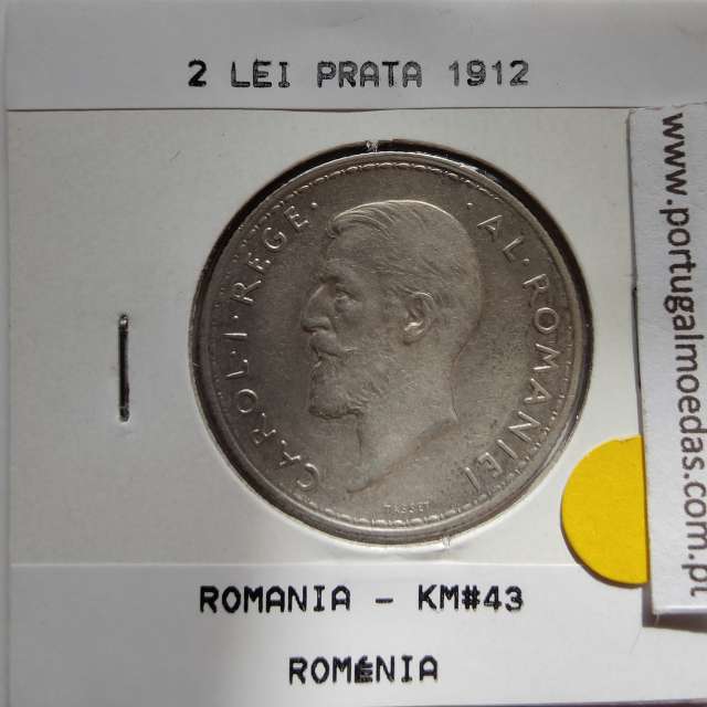 Roménia 2 Lei 1912 prata, World Coins Romania KM 43, coin of 2 lei 1912 Silver