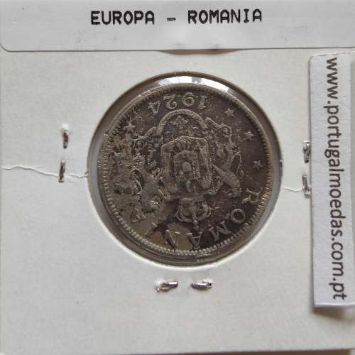 Roménia 2 Lei 1924 cuproníquel, World Coins Romania KM 47, coin of 2 lei 1924 Copper-nickel