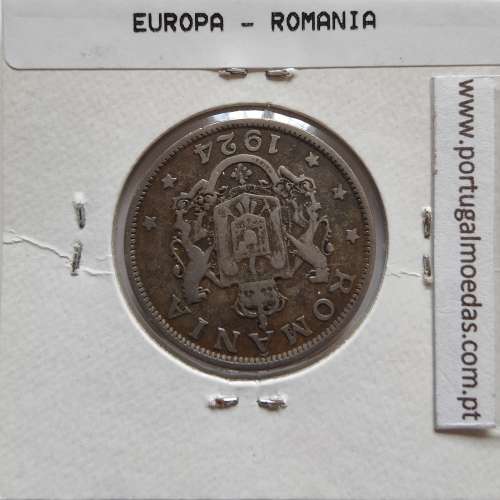 Roménia 2 Lei 1924 cuproníquel, World Coins Romania KM 47, coin of 2 lei 1924 Copper-nickel