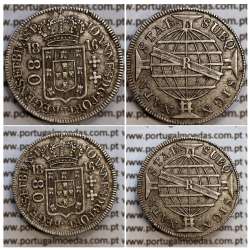 Brasil, rare silver coin of 80 Réis 1816 D. João Príncipe Regente de Portugal, 4 vinténs silver 1816 "R" Rio, Brazil KM305