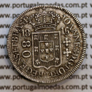 Brasil, rare silver coin of 80 Réis 1816 D. João Príncipe Regente de Portugal, 4 vinténs silver 1816 "R" Rio, Brazil KM305