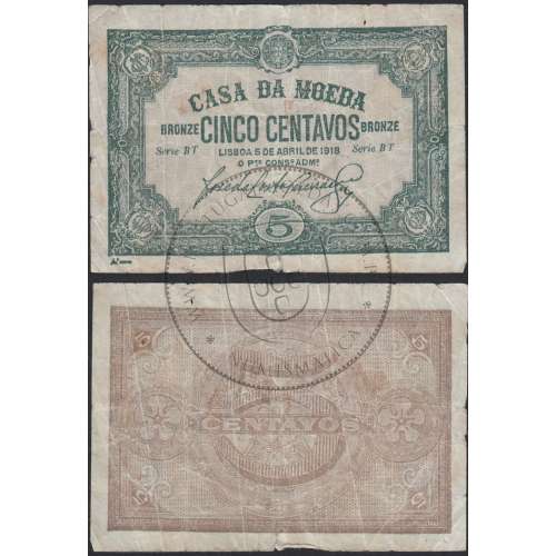 CÉDULA OFICIAL CASA DA MOEDA - 5 CENTAVOS 1918 (MUITO CIRCULADA )