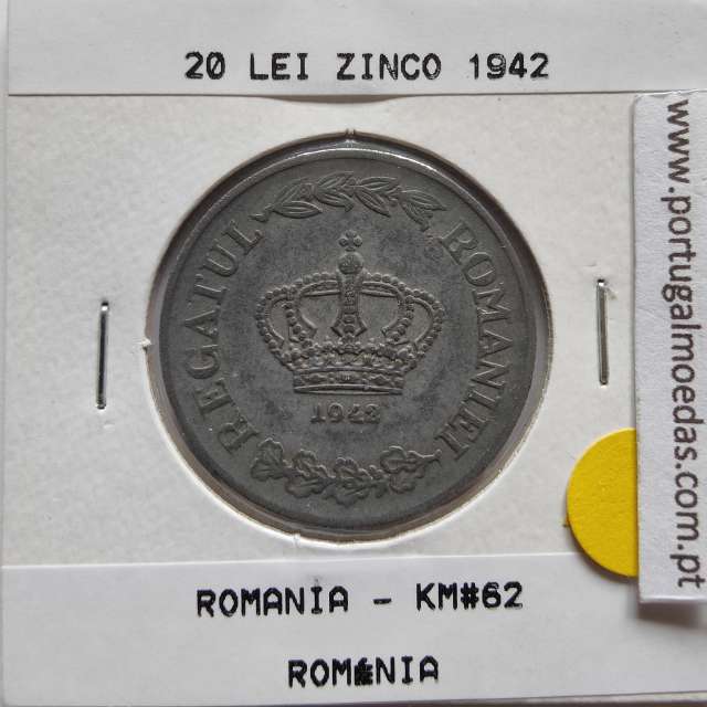 Roménia 20 Lei 1942 Zinco, World Coins Romania KM 62, coin of 20 lei 1942 zinc