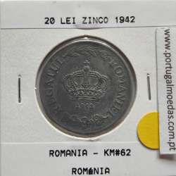 Roménia 20 Lei 1942 Zinco, World Coins Romania KM 62, coin of 20 lei 1942 zinc