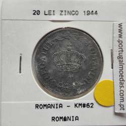 Roménia 20 Lei 1944 Zinco, World Coins Romania KM 62, coin of 20 lei 1944 zinc