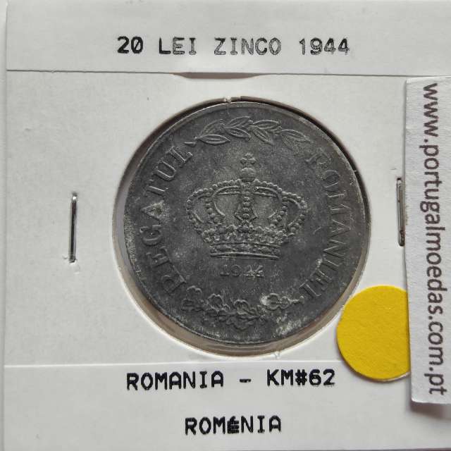 Roménia 20 Lei 1944 Zinco, World Coins Romania KM 62, coin of 20 lei 1944 zinc