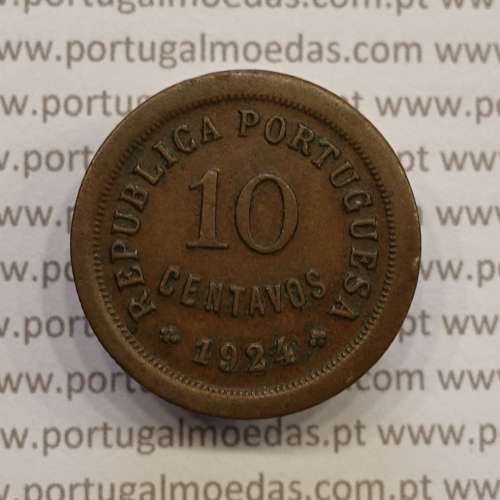 MOEDA DE DEZ CENTAVOS (10 CENTAVOS) BRONZE 1924 MBC+