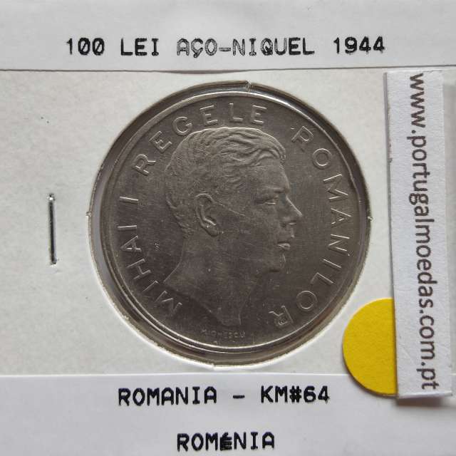 Roménia 100 Lei 1944 Aço- Níquel, World Coins Romania KM 64, coin of 100 lei 1944 Nickel plated iron