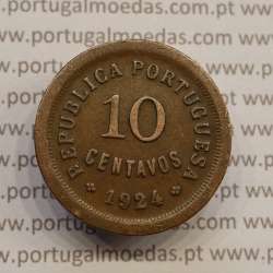 MOEDA DE DEZ CENTAVOS (10 CENTAVOS) BRONZE 1924 MBC MOEDA DE DEZ CENTAVOS (10 CENTAVOS) BRONZE 1924 MBC