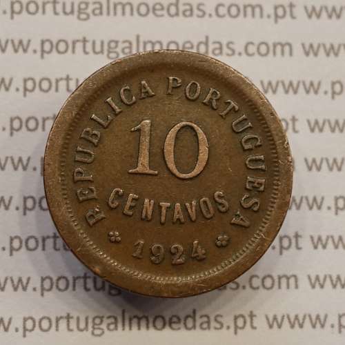 MOEDA DE DEZ CENTAVOS (10 CENTAVOS) BRONZE 1924 MBC