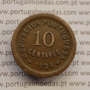 MOEDA DE DEZ CENTAVOS (10 CENTAVOS) BRONZE 1924 MBC