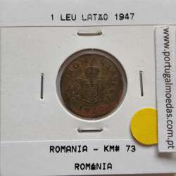 Roménia 1 Leu 1947 Latão, World Coins Romania KM 73, coin of 1 leu 1947 brass