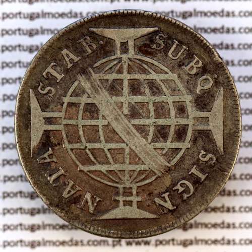 Brazil, silver coin of 640 réis 1784 D. Maria I e D. Pedro III, two-patacas, High Crown” variety, World Coins Brasil KM207.2