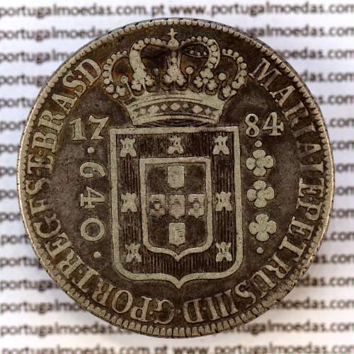 Brazil, silver coin of 640 réis 1784 D. Maria I e D. Pedro III, two-patacas, High Crown” variety, World Coins Brasil KM207.2