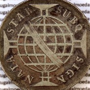640 réis prata 1784 D. Maria I e D. Pedro III, Brasil, duas Patacas prata 1784, Coroa Alta, World Coins Brasil KM 207.2